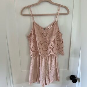 EUC Mossimo pink crochet romper